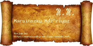 Marsinszky Máriusz névjegykártya